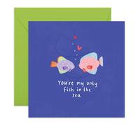 Carte d'amour douce et attentionnée - Only Fish in the Sea - Jolie carte d'anniversaire ou de Saint-Valentin pour petit ami, petite amie, mari, épouse, conjoint, partenaire, couple - Livré avec des