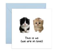 Carte d'amour en forme de chat mignon - « This Is Us (We Are in Love) » - Carte romantique pour couples, Saint-Valentin ou anniversaire de mariage pour femme, mari, fiancé, petit ami, petite amie