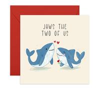 Carte d'amour romantique en forme de requin - « Jaws the Two of Us » - Cadeau de Saint Valentin, d'anniversaire ou de mariage pour lui, elle, partenaire, mari, épouse, petit ami, petite amie - Livré