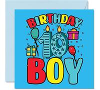 Carte d'anniversaire 10 ans pour garçon - Carte d'anniversaire pour garçon - Carte d'anniversaire pour garçon de 10 ans, cartes d'anniversaire pour lui, 145 mm x 145 mm, carte de vœux pour fils,