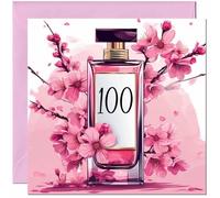 Carte d'anniversaire 100 ans pour femme - Parfum de fleurs de cerisier - Carte d'anniversaire élégante et chic pour femme de 100 ans, grand-mère, maman, tante, grand-mère, amie, sœur, centième nounou