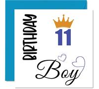 Carte d'anniversaire 11 ans pour garçons - Cartes d'anniversaire pour garçon de 11 ans, garçon, fils, frère, petit-fils, cousin, ami, filleul, neveu, 145 mm x 145 mm, onze ans