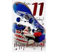 Carte d'anniversaire 11e anniversaire pour un garçon de 11 ans Today - Skateboard - 8,25 x 5,5" - Words and Wishes