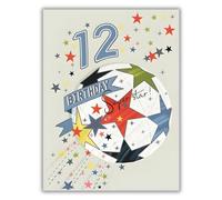 Carte d'anniversaire 12 ans pour garçon - 12 ans - Football Superstar - Design contemporain - Respectueux de l'environnement et recyclable