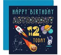 Carte d'anniversaire 12 ans pour garçon - Astronaute spatial Cosmos - Carte d'anniversaire de 12 ans 12 ans 12 ans 12 douzième filles garçons carte de vœux pour fils fille nièce neveu petit-fils