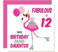 Carte d'anniversaire 12 ans pour petite-fille - Fabuleux flamant rose - Carte d'anniversaire pour petites-filles de 12 ans