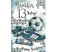 Carte d'anniversaire 13 ans Motif football 22,9 x 15,2 cm