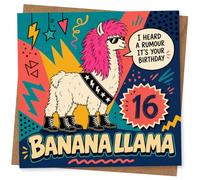 Carte d'anniversaire 16 ans pour adolescente, carte d'anniversaire amusante avec inscription « I Heard a Rumour It's Your Birthday » et motif Bananallama