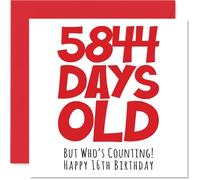 Carte d'anniversaire 16 ans pour garçons et filles - 5844 Days Old - Carte d'anniversaire humoristique pour frère, sœur, fils, fille, cousin, 145 mm x 145 mm
