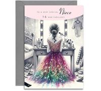 Carte d'anniversaire 16 ans pour nièce - Élégante carte d'anniversaire pour une nièce spéciale de 16 ans avec joli poème à l'intérieur - Format A5 avec enveloppe grise