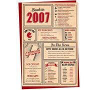 Carte d'anniversaire 17 ans - Carte d'anniversaire « Back in 2007 In This Year », carte de vœux pour garçons et filles, cartes d'anniversaire pour garçons, carte de 17e anniversaire