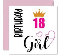 Carte d'anniversaire 18 ans pour femme - Fille - Cartes d'anniversaire pour femme, fille, sœur, petite-fille, cousine, amie, nièce, 145 mm x 145 mm, 18 ans, dix-huitième anniversaire