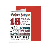 Carte d'anniversaire 18 ans pour fille, fils, nièce, neveu, cadeau de 18e anniversaire pour garçon et fille de 18 ans, 12 × 17 cm, intérieur vierge et enveloppe incluse