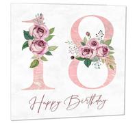 Carte d'anniversaire 18 ans pour filles - Carte d'anniversaire florale pour fille de 18 ans, dix-huitième petite-fille, sœur, nièce, cousine