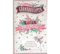 Carte d'anniversaire 18 ans pour petite-fille, grand format 30,5 x 20,3 cm, motif floral avec 8 pages d'insertion