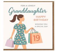 Carte d'anniversaire 19 ans pour petite-fille - For a Lovely Granddaughter Happy Birthday Wishing You a Special Day - Illustration de sacs de courses