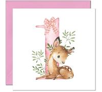 Carte d'anniversaire 1er anniversaire pour filles - Jolie carte d'anniversaire pour fille, enfant, bébé, fille, carte d'anniversaire pour enfants de 1 an, bébé un, premier