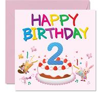 Carte d'anniversaire 2 ans pour fille - Carte d'anniversaire pour fille - Carte d'anniversaire pour fille de 2 ans cartes d'anniversaire pour filles 145mm carte de vœux pour fille nièce