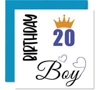 Carte d'anniversaire 20 ans pour homme - Carte d'anniversaire pour garçon de 20 ans, fils, frère, petit-fils, cousin, ami, neveu, 145 mm x 145 mm, cartes de vœux pour vingt vingtième anniversaire