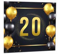 Carte d'anniversaire 20 ans pour homme et femme - Carte d'anniversaire noire et dorée pour fille, fille, amie, petite-fille, sœur, vingt-vingtième, nièce, cousine