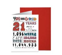 Carte d'anniversaire 21 ans pour fille, fils, nièce, neveu, cadeau de 21e anniversaire pour lui ou elle, 12 × 17 cm, intérieur vierge et enveloppe incluse