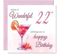 Carte d'anniversaire 22 ans pour femme - Cartes d'anniversaire élégantes pour femme de 22 ans, vingt-deux ans, fille, amie, nièce, petite-fille, épouse, petite amie, fille, maman, tante pour elle