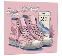Carte d'anniversaire 22 ans pour femmes - Cartes d'anniversaire pour filles pour fille de 22 ans, vingt-deux ans, vingt-deuxième, rose, adolescente pour sœur, amie, sa nièce, petite-fille