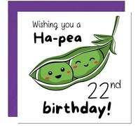 Carte d'anniversaire 22 ans pour homme et femme - Motif pois mignons - Carte d'anniversaire amusante pour fille, fille, amie, petite-fille, sœur, vingt-deux, vingt deuxième nièce, cousine