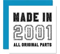Stuff4 Carte d'anniversaire 24 ans pour homme et femme - Fabriquée en 2001 - Toutes les pièces originales - Carte d'anniversaire amusante pour fils, fille, frère, sœur, 145 mm