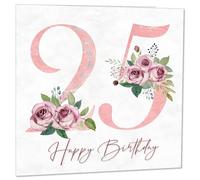 Carte d'anniversaire 25 ans pour femme - Carte d'anniversaire florale pour femme de 25 ans, vingt-cinquième pour femme, maman, sœur, tante, nièce, fille