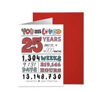 Carte d'anniversaire 25 ans pour fille, fils, nièce, neveu, cadeau de 25e anniversaire pour lui ou elle, 12 × 17 cm, intérieur vierge et enveloppe incluse