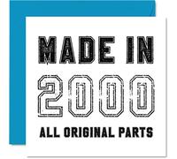 Carte d'anniversaire 25 ans pour homme et femme - Fabriquée en 2000 - Pièces d'origine - Carte d'anniversaire amusante pour fils, fille, frère, sœur, 145 mm