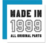 Carte d'anniversaire 26 ans pour homme et femme - Fabriquée en 1999 - Toutes les pièces originales - Carte d'anniversaire amusante pour fils, fille, frère, sœur, 145 mm