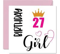 Carte d'anniversaire 27 ans pour femme - Fille - Cartes d'anniversaire pour femme, fille, sœur, tante, cousine, amie, nièce, 145 mm x 145 mm, cartes de vœux pour vingt-septième anniversaire