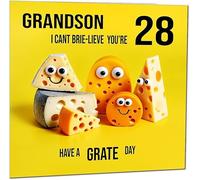 Carte d'anniversaire 28 ans pour petit-fils - Carte d'anniversaire amusante pour petits-fils au fromage pour 28 ans, vingt-huitième