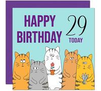 Carte d'anniversaire 29 ans - Motif chats mignons - Pour 29 ans, vingt-neuvième