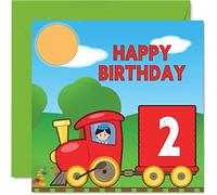 Carte d'anniversaire 2ème anniversaire unisexe - Train - Carte d'anniversaire pour fils de 2 ans fille frère sœur petit-fils petite-fille nièce neveu cousin carte d'anniversaire 145mm