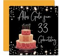 Carte d'anniversaire 33 ans pour femme - Élégante et élégante - Cartes d'anniversaire pour femme de 33 ans, fille, sœur, tante, 145 mm