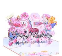 Carte d'anniversaire 35 ans, fleur 3D, pop-up, carte de vœux, cartes de vœux, cartes d'anniversaire avec enveloppe et carte de notes, carte pop-up, cadeau d'anniversaire pour femmes et hommes