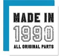 Carte d'anniversaire 35 ans pour homme et femme - Fabriquée en 1990 - Toutes les pièces originales - Carte d'anniversaire amusante pour papa, maman, frère, sœur, 145 mm