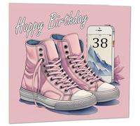 Carte d'anniversaire 38 ans pour femme - Cartes d'anniversaire pour fille de 38 ans, trente huitième ans, rose, sœur, amie, nièce, petite-fille