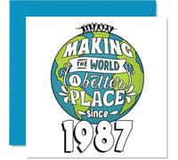 Carte d'anniversaire 38 ans pour homme et femme - Making the World a Better Place - Cartes d'anniversaire de 38 ans pour ami, fils, épouse, nièce, sœur, oncle, cartes de vœux d'anniversaire de 145 mm