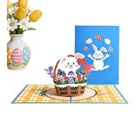 Carte d'anniversaire 3D - 21 x 16 cm 3D Œuf de printemps et lapin | Carte de Pâques sincère pour enseignants, amis, famille, épouse, mari, petite amie, mère et père