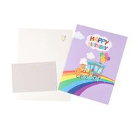 Carte d'anniversaire 3D arc-en-ciel et train faite à la main pour célébration