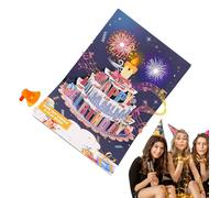 Carte d'anniversaire 3D musicale avec bougie LED soufflante, carte de vœux lumineuse avec chanson Happy Birthday, carte avec message personnalisable