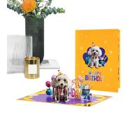 Carte d'anniversaire 3D pop-up - Cartes de vœux d'anniversaire chien - Article de vacances amusant pour lui, petite amie, petit ami, grand-père, fille, garçon, petit-fils, tante, mère et fille