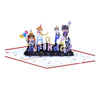 Carte d'anniversaire 3D réconfortante pour chats, charmante