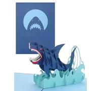 Carte d'anniversaire 3D « Requin - Shark Attack » - Grande carte pop-up avec enveloppe - Carte de vœux, décoration de requin, idée cadeau et carte d'invitation amusante pour la pêche et les pêcheurs