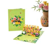 Carte d'anniversaire 3D, souvenir d'œuf de printemps et de lapin, 21 x 16 cm avec message sincère, cartes de vœux de Pâques, fournitures de célébration avec utilisation facile, accessoire cadeau pour