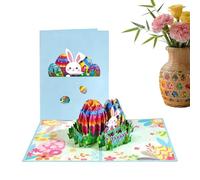 Carte d'anniversaire 3D - Œuf de printemps et lapin pop-up souvenir pour occasions spéciales | Carte de vœux en papier fabriquée à la main avec message sincère pour enseignants, amis, famille, épouse